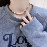 925 Silver Thick Chain Round Clavicle Choker Necklace for Women