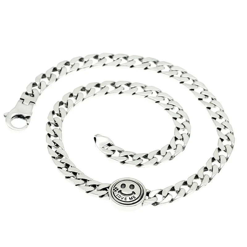 925 Silver Thick Chain Round Clavicle Choker Necklace for Women