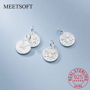 925 Silver Flower Charms for DIY Necklace
