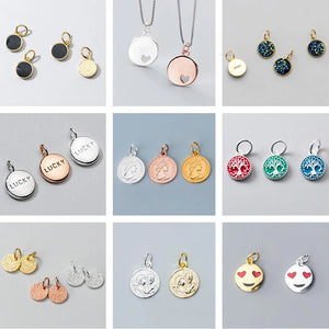925 Sterling Silver Round Pattern Charms for DIY Necklace/Bracelet