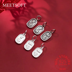 925 Sterling Silver Square Geometry Charms for DIY Jewelry Making