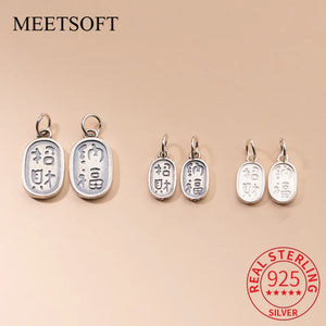 925 Silver Square Wealth Charms for Jewelry Making