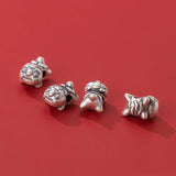 S925 Sterling Silver Distressed Tiger Baby Charms for DIY Making