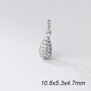 S925 Water Drop Zircon Charms DIY Necklace Accessory