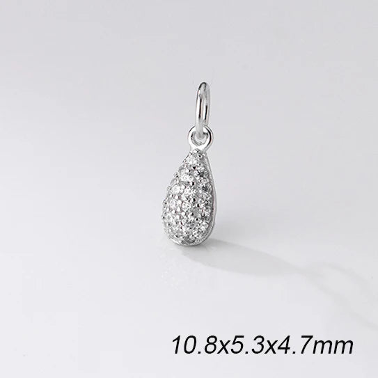 S925 Water Drop Zircon Charms DIY Necklace Accessory