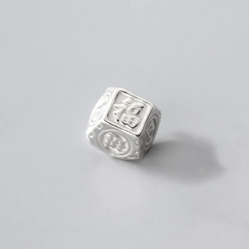 925 Silver Blessing Letter Square Charms for DIY Jewelry Necklace