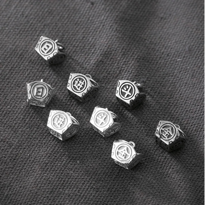 925 Silver Blessing Letter Square Charms for DIY Jewelry Necklace