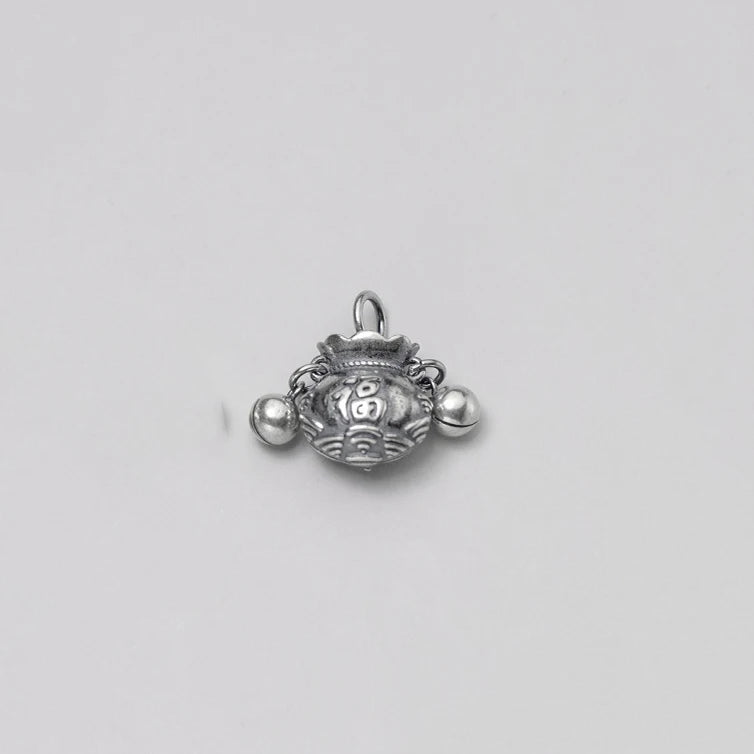 Vintage 925 Silver Blessing Purse Pendant DIY Jewelry Accessory