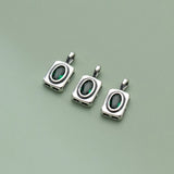 925 Sterling Silver Zircon Square Pendant Charm for DIY Making