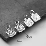 925 Sterling Silver Chinese Character DIY Findings for Necklace Bracelet
