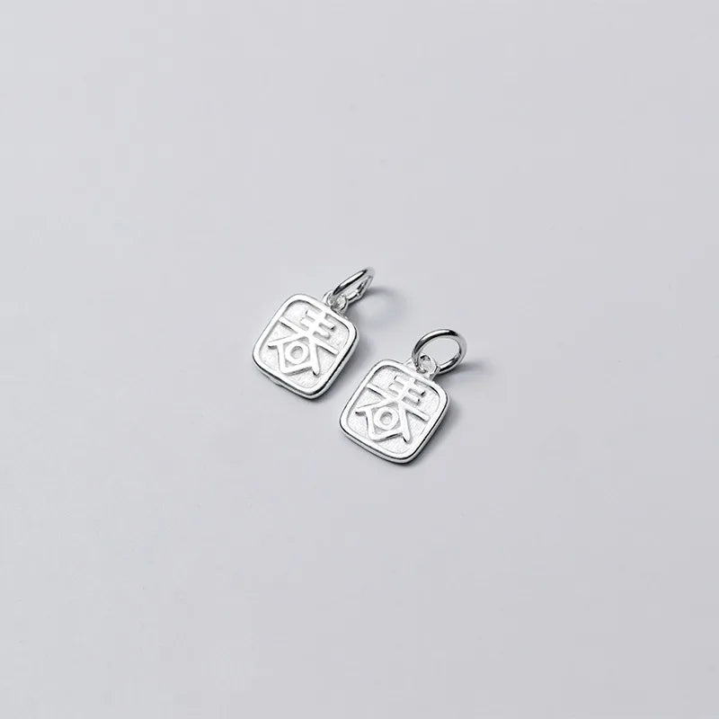 925 Sterling Silver Chinese Character DIY Findings for Necklace Bracelet