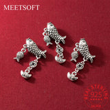 925 Sterling Silver Coin Ingot Koi Bent Pipe Fish Tube Charms DIY Necklace