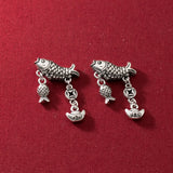 925 Sterling Silver Coin Ingot Koi Bent Pipe Fish Tube Charms DIY Necklace
