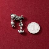 925 Sterling Silver Coin Ingot Koi Bent Pipe Fish Tube Charms DIY Necklace