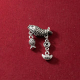 925 Sterling Silver Coin Ingot Koi Bent Pipe Fish Tube Charms DIY Necklace
