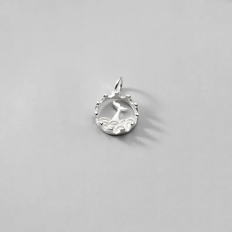 925 Sterling Silver Dolphin Disc Charms for DIY Jewelry