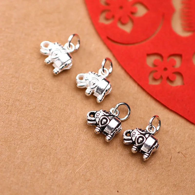 925 Sterling Silver Elephant Charms for DIY Jewelry