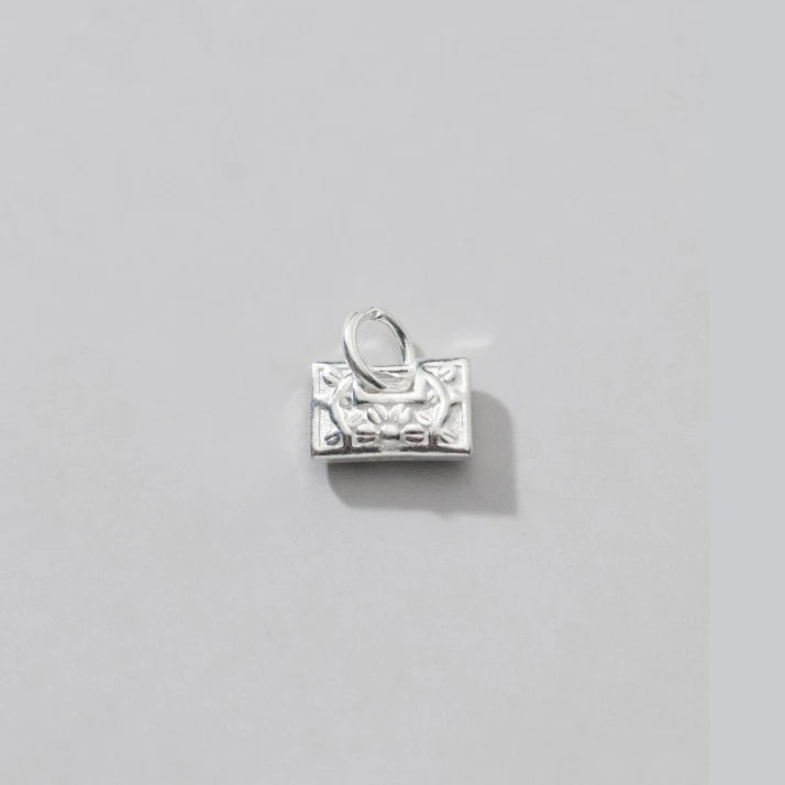 925 Sterling Silver Matte Flower Lock Charms for DIY Necklace