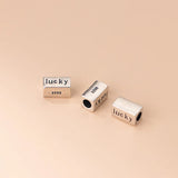 925 Sterling Silver Matte Lucky Letter Beads DIY Jewelry Bracelet Accessory