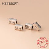 925 Sterling Silver Matte Lucky Letter Beads DIY Jewelry Bracelet Accessory