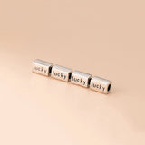 925 Sterling Silver Matte Lucky Letter Beads DIY Jewelry Bracelet Accessory