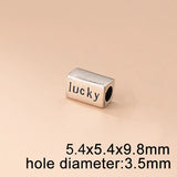 925 Sterling Silver Matte Lucky Letter Beads DIY Jewelry Bracelet Accessory