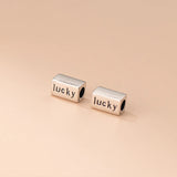 925 Sterling Silver Matte Lucky Letter Beads DIY Jewelry Bracelet Accessory