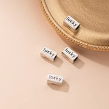 925 Sterling Silver Matte Lucky Letter Beads DIY Jewelry Bracelet Accessory