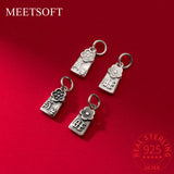 925 Silver Retro Flower Pattern Pendant Charm for DIY Making Supplies