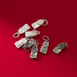 925 Silver Retro Flower Pattern Pendant Charm for DIY Making Supplies