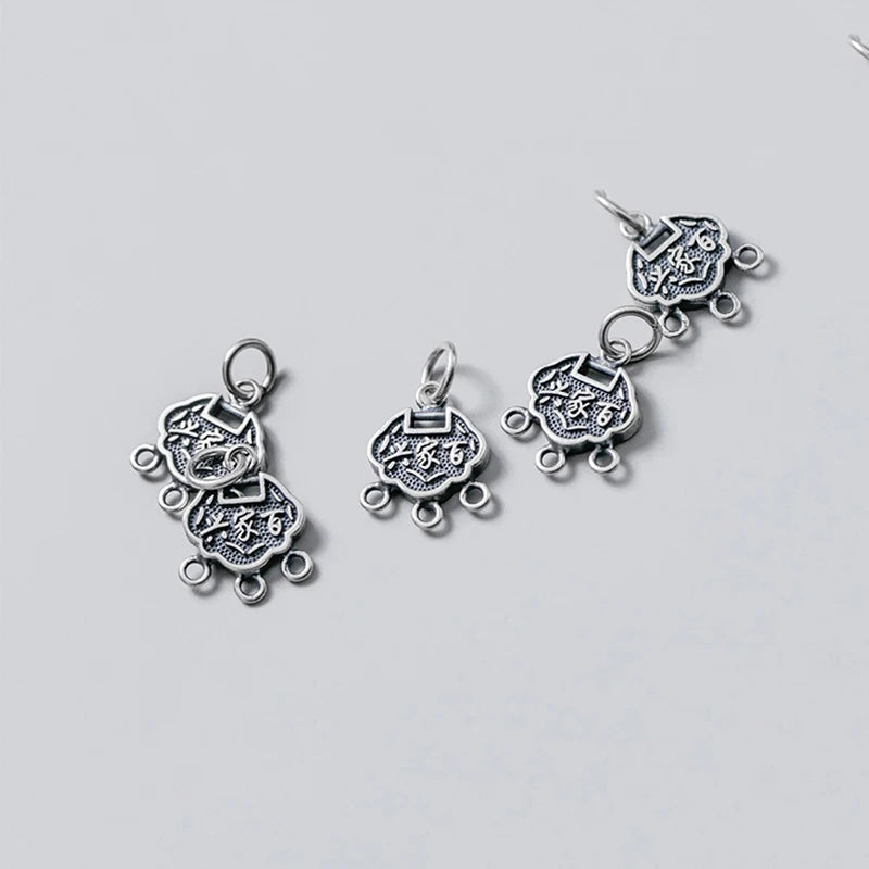 925 Sterling Silver Longevity Lock Charm for DIY Jewelry
