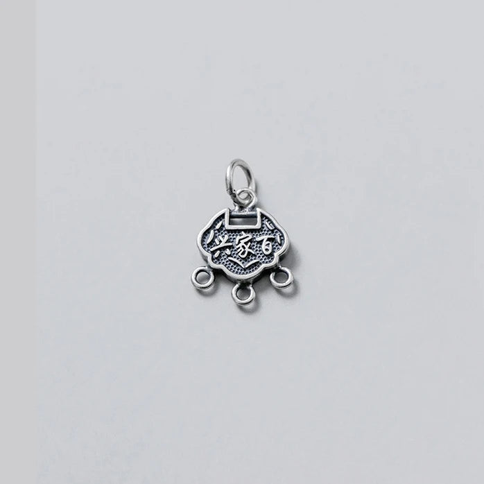 925 Sterling Silver Longevity Lock Charm for DIY Jewelry