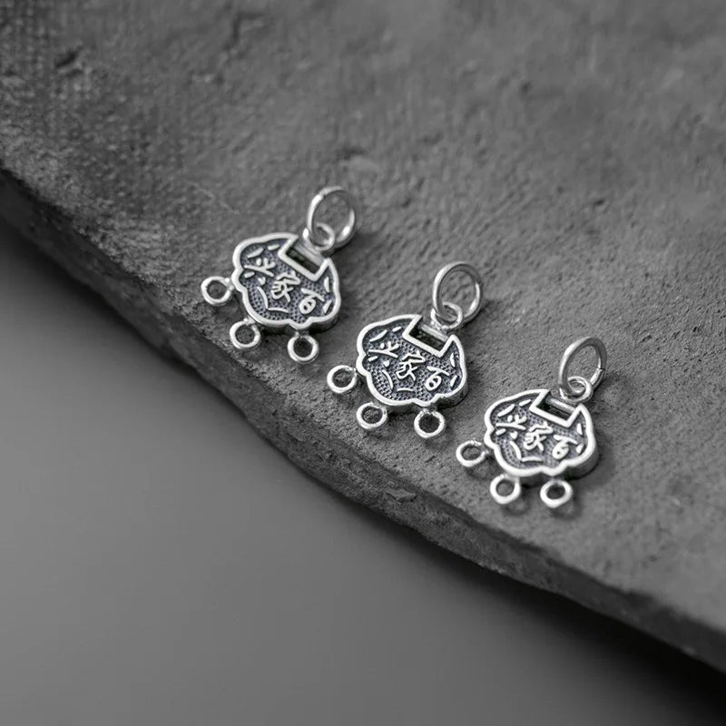 925 Sterling Silver Longevity Lock Charm for DIY Jewelry