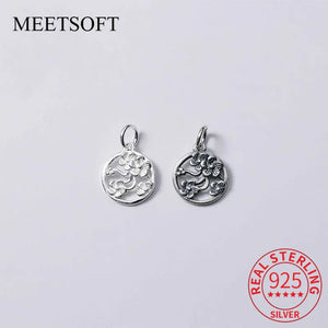 Vintage 925 Sterling Silver Flowers Hollow Charms DIY Necklace Decoration