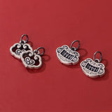 Vintage 999 Silver Distressed Clouds Longevity Lock Pendant Necklace