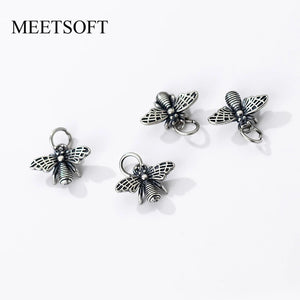 Vintage S925 Silver Bee Necklace Charms for DIY Bracelet Access