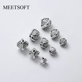 Vintage S925 Silver Distressed Rhombus Spacer Beads DIY Supplies