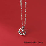 Vintage S925 Silver Hollow Tiger Baby Charms for DIY Animal Year Person Fine Acc