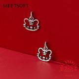 Vintage S925 Silver Hollow Tiger Baby Charms for DIY Animal Year Person Fine Acc