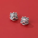 Vintage S925 Silver Lion Head Spacer Beads DIY Making Charms