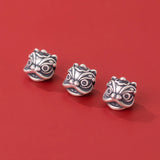 Vintage S925 Silver Lion Head Spacer Beads DIY Making Charms