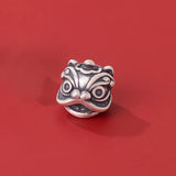 Vintage S925 Silver Lion Head Spacer Beads DIY Making Charms