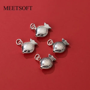 S925 Silver Fish Pendant Necklace DIY Charms Supplies