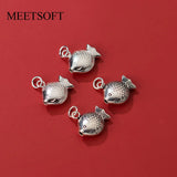S925 Silver Fish Pendant Necklace DIY Charms Supplies