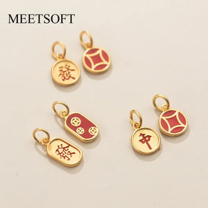 S925 Silver Geometric Round 18K Pendant Necklace Charms