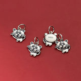 Vintage S925 Sterling Silver Zodiac Tiger Pendant Charms DIY Making Supplies