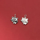 Vintage S925 Sterling Silver Zodiac Tiger Pendant Charms DIY Making Supplies