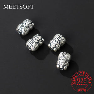 Vintage S925 Sterling Silver Cicada Hole Beads Charms DIY Making