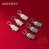 Vintage S925 Sterling Silver Distressed Fish Pendant Charms