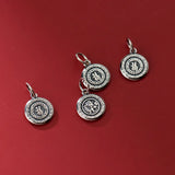 Vintage S925 Sterling Silver Lucky Round Pendant Charms for DIY